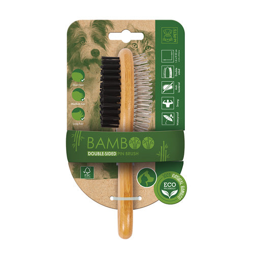 M-PETS Bamboo Double-Sided Pin Brush