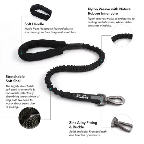 Tuff Hound No Pull Stretchable Dark Pink Leash