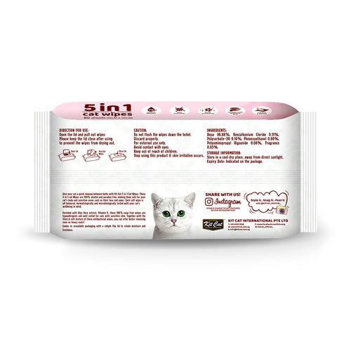 Kit Cat 5 in 1 Cat Wipes - Aloe Vera