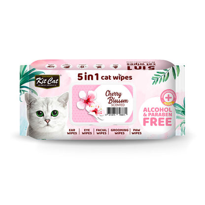Kit Cat 5 in 1 Cat Wipes - Cherry Blossom