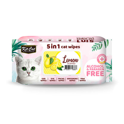 Kit Cat 5 in 1 Cat Wipes - Lemon