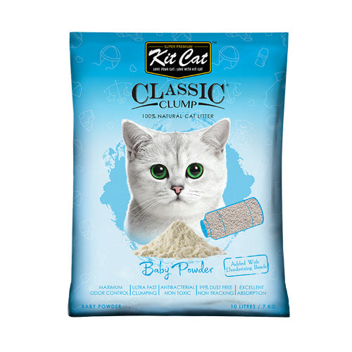 Kit Cat Classic Clump Cat Litter – Baby Powder (10 Litres)