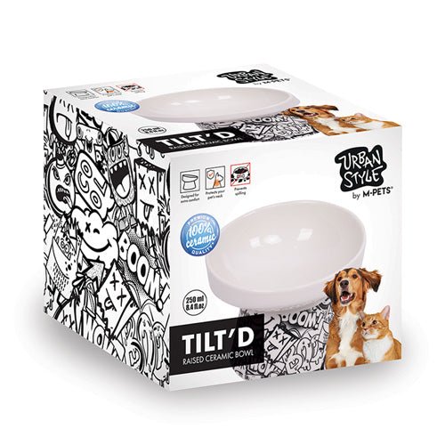 M - PETS Freestyle Tilt’d Raised Ceramic Bowl - Pooch Pet Stores