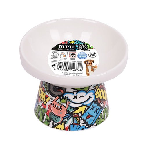 M - PETS Freestyle Tilt’d Raised Ceramic Bowl - Pooch Pet Stores