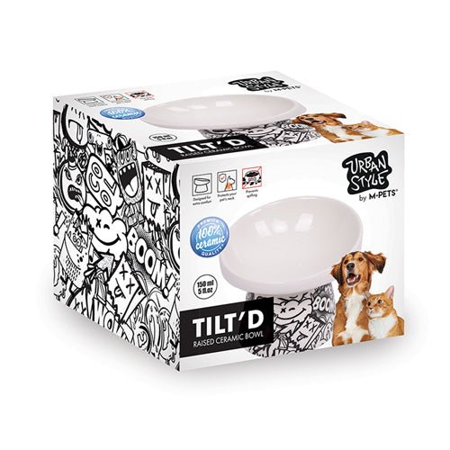 M - PETS Freestyle Tilt’d Raised Ceramic Bowl - Pooch Pet Stores
