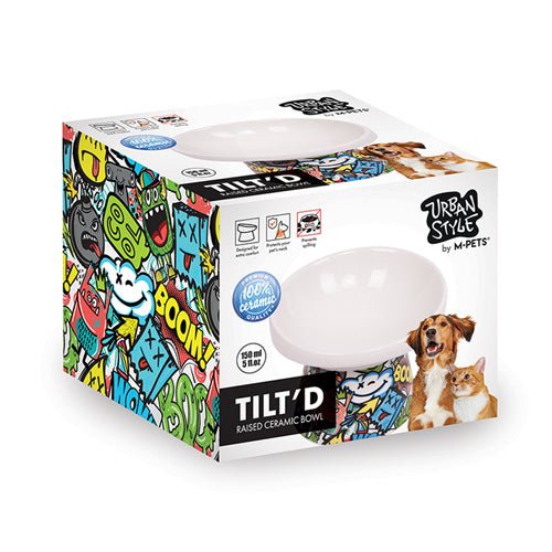 M - PETS Freestyle Tilt’d Raised Ceramic Bowl - Pooch Pet Stores