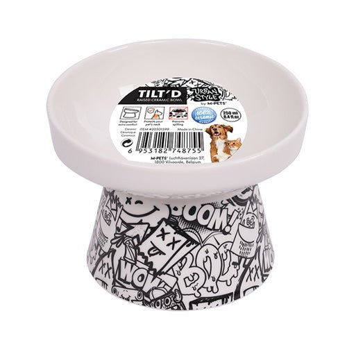 M - PETS Freestyle Tilt’d Raised Ceramic Bowl - Pooch Pet Stores