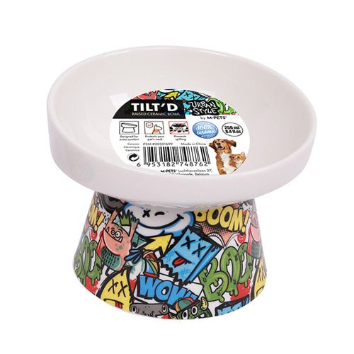 M - PETS Freestyle Tilt’d Raised Ceramic Bowl - Pooch Pet Stores