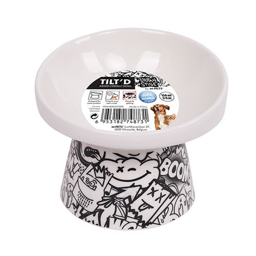 M - PETS Freestyle Tilt’d Raised Ceramic Bowl - Pooch Pet Stores